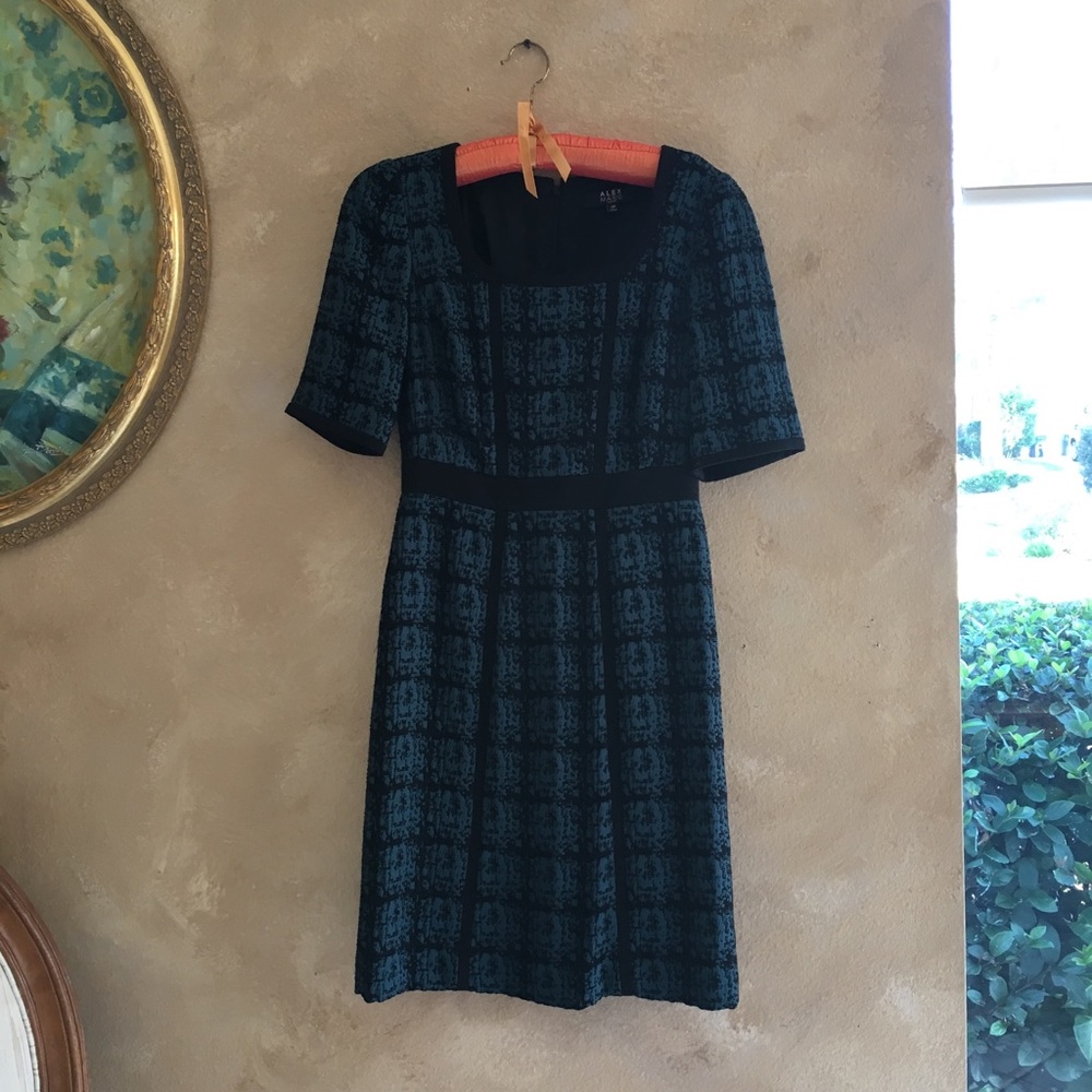 Alex Marie turquoise black petite 2p midi dress